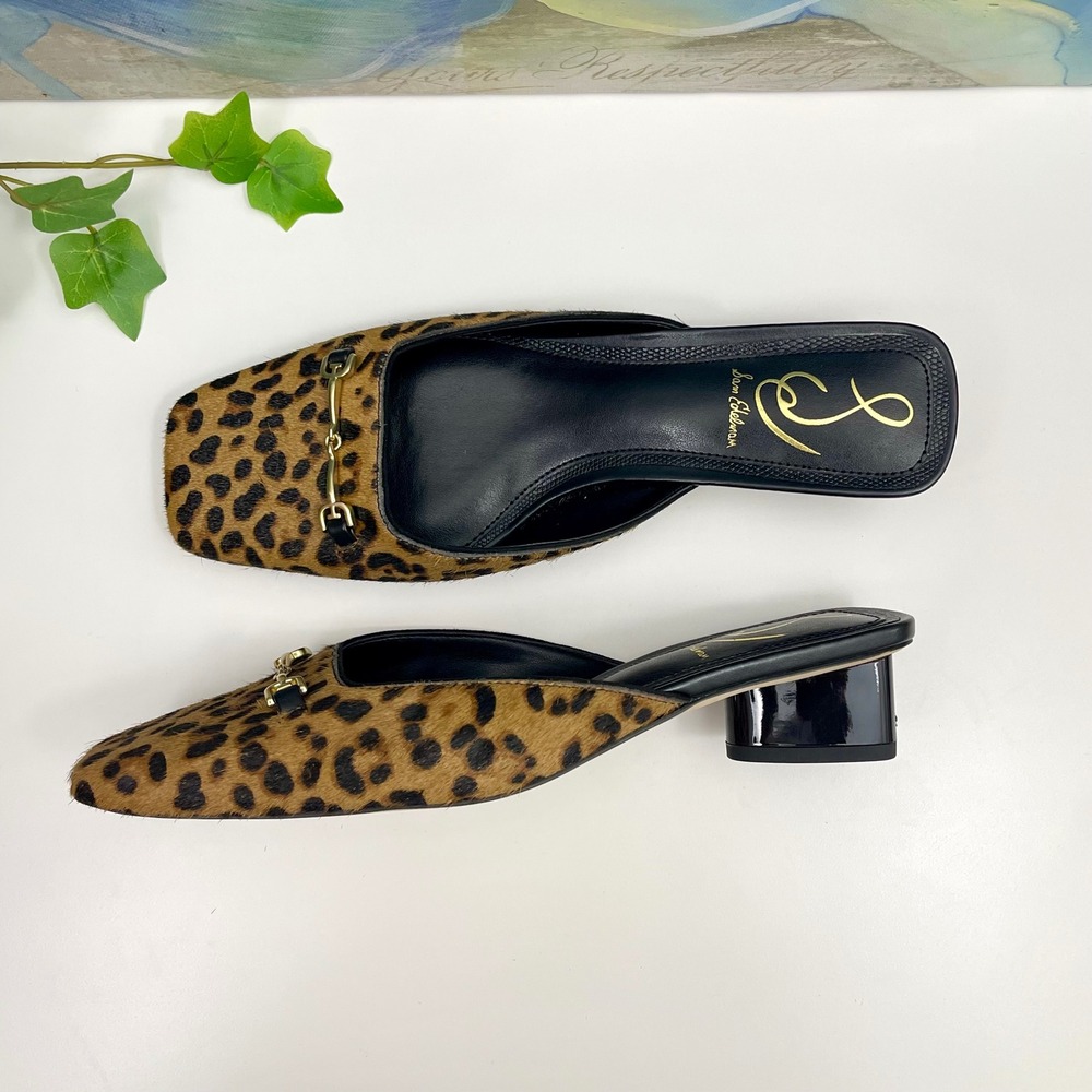 New Sam EdelmanWomen's Ollie Square Toe Mule In Tan Leopard Print Size 6.5 - Picture 7 of 12